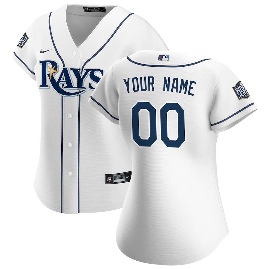 Womens Tampa Bay Rays Nike White 2020 World Series Bound Custom Replica MLB Jerseys